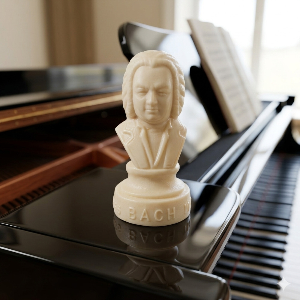 Vintage Halbe Bach Plastic Bust | 4.5" Composer Figurine | Piano Gift Decor